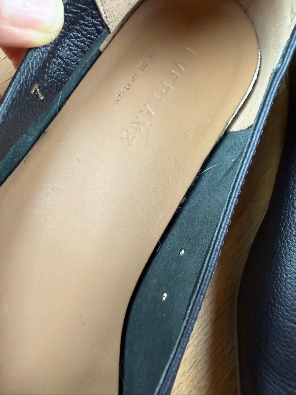 Everlane Black Leather Slip-On Ballet Flats